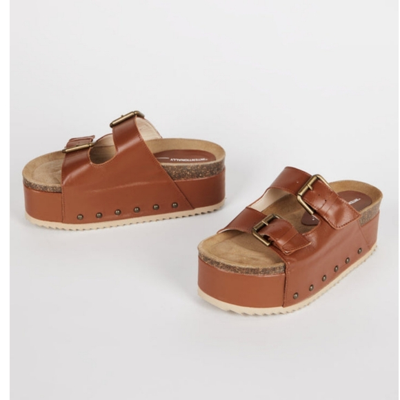 🆕️ FREE PEOPLE INTENTIONALLY COOPER-2 LEATHER PLATFORM SANDAL US 9 Boho Grunge - Picture 6 of 16